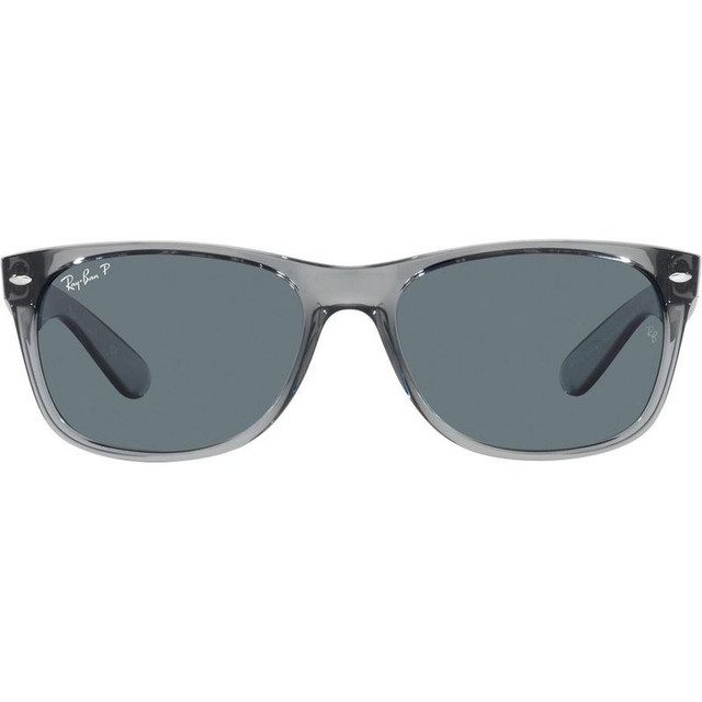 Ray-Ban New Wayfarer Classic RB2132 - Transparent Grey/Dark Blue Glass Polarised Lenses 52 Eye Size