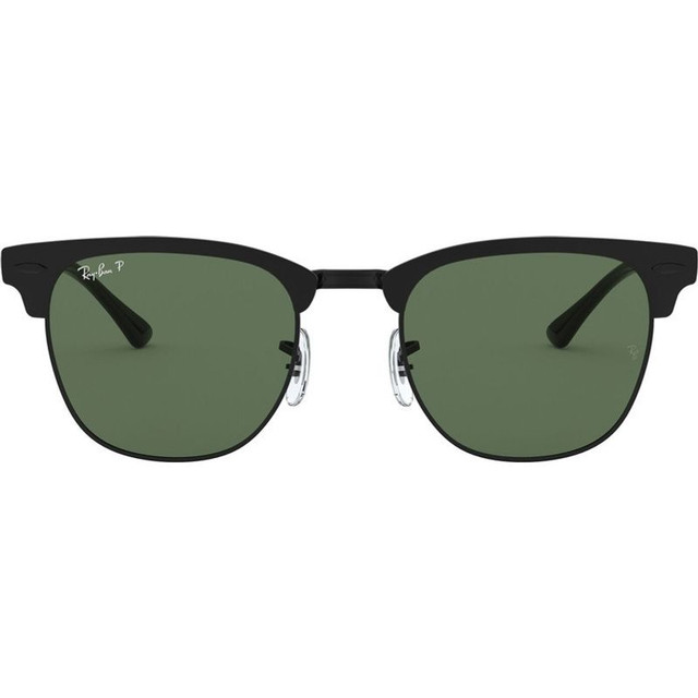 Clubmaster Metal RB3716 - Matte Black on Black/Green Glass Polarised Lenses