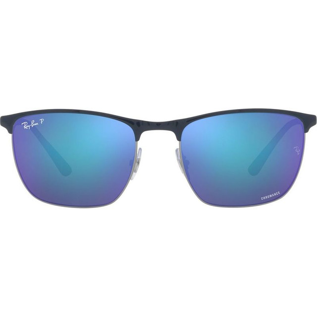 RB3686 - Blue and Gunmetal/Blue Mirror Polarised Glass Lenses 57 Eye Size