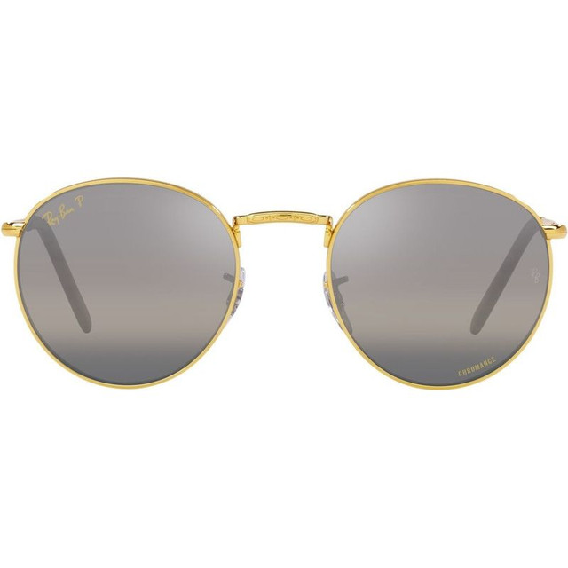 Ray-Ban New Round RB3637 - Legend Gold/Dark Grey Clear Gradient Glass Polarised Lenses 53 Eye Size