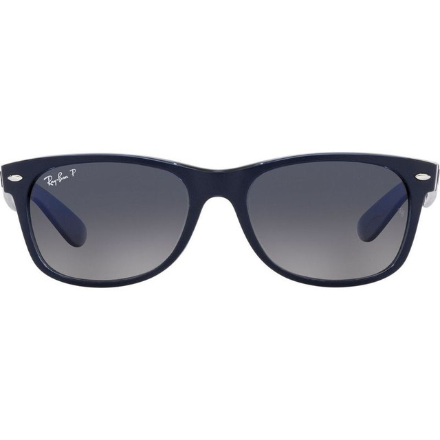 Ray-Ban New Wayfarer Classic RB2132 - Matte Blue on Trans Blue/Blue Gradient Glass Polarised Lenses 55 Eye Size