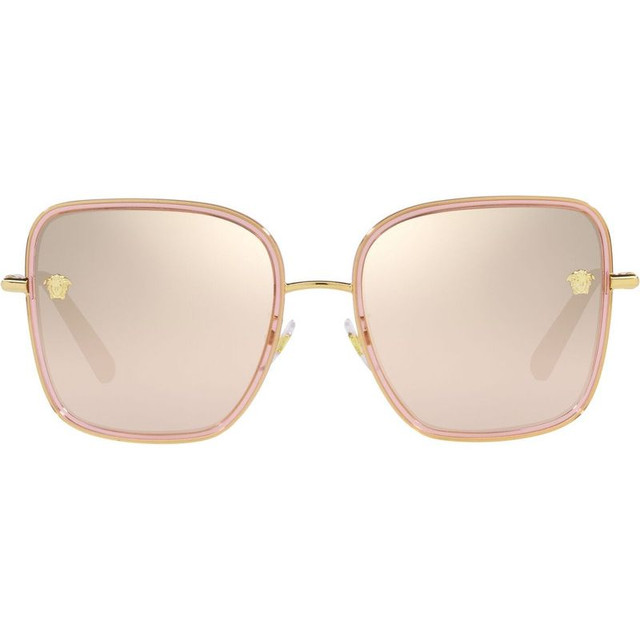 Versace VE2247D - Transparent Pink/Light Brown and Gold Gradient Mirror Lenses