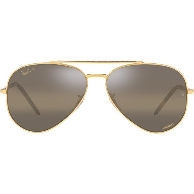 Ray-Ban New Aviator RB3625 - Legend Gold/Dark Brown & Clear Gradient Polarised Glass Lenses 55 Eye Size