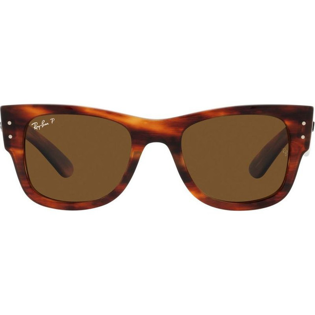 Ray-Ban Mega Wayfarer RB0840S - Striped Havana/Brown Glass Polarised Lenses