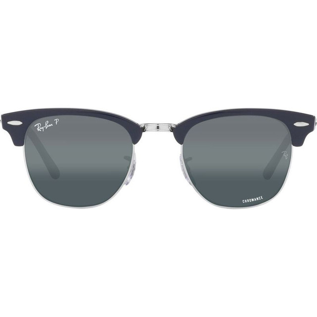 Clubmaster Classic RB3016F - Blue on Silver/Dark Blue Glass Mirror Polarised Lenses