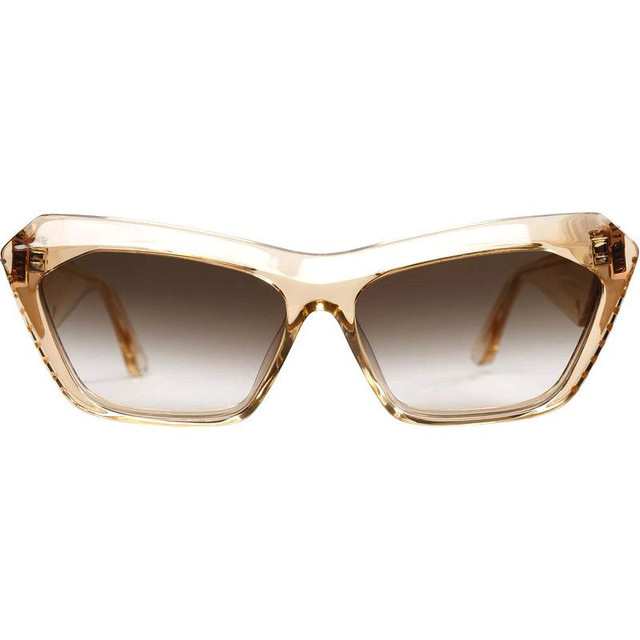 Piaf - Champagne with Black Swarovski Crystals Gold Metal Trim/Brown Gradient Lenses