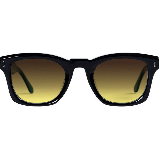 Solomon - Gloss Black with Silver Metal Trim/Brown Yellow Gradient Lenses