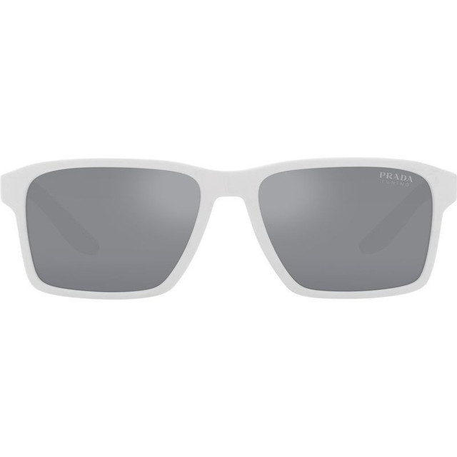 Prada Linea Rossa PS05YS - White Rubber/Light Blue and Silver Mirror Lenses