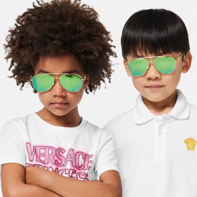 Versace Kids VK2002 - Gold/Light Green Mirror Lenses