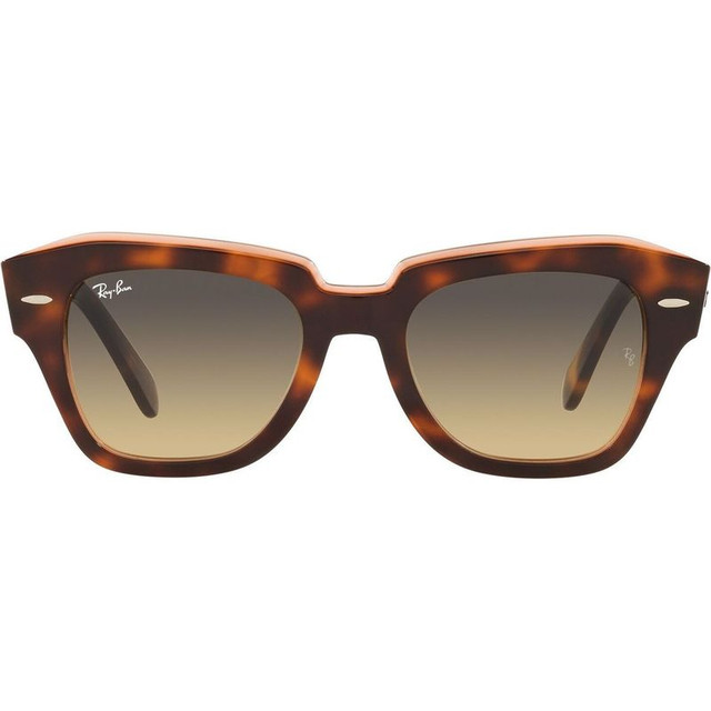 Ray-Ban State Street RB2186 - Havana on Transparent Pink/Brown Blue Gradient Glass Lenses 49 Eye Size