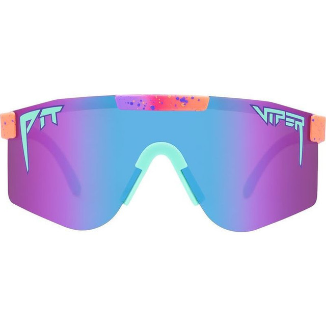 The Double Wides - Copacabana Red Teal Splatter/Blue Purple Mirror Polarised Lenses