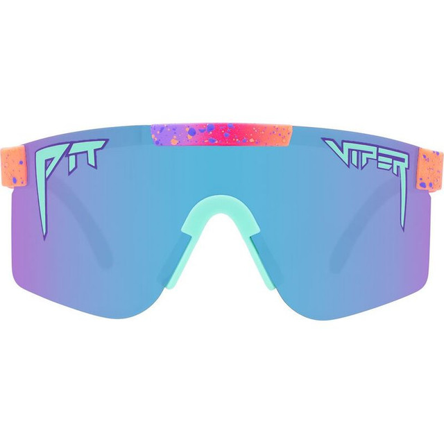 Pit Viper The Single Wides - Copacabana Red Teal Splatter/Blue Purple Mirror Polarised Lenses