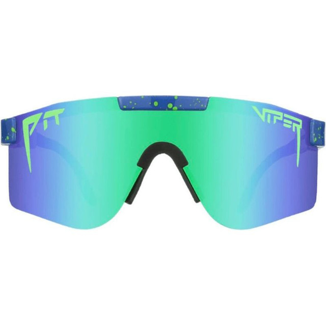 Pit Viper The Double Wides - Leonardo Blue and Teal Splatter/Blue Teal Mirror Polarised Lenses