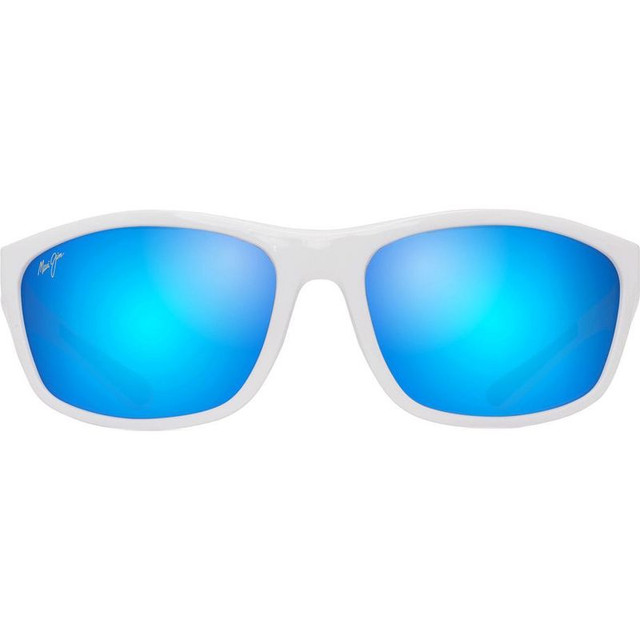 Nu'u Landing - White and Navy Rubber/Blue Hawaii Glass Polarised Lenses