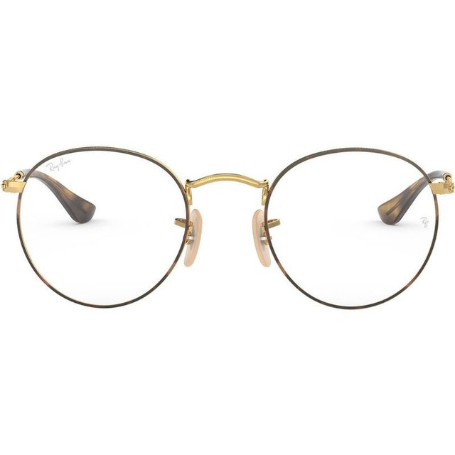 Round Metal RX3447V - Havana on Gold/Clear Lenses