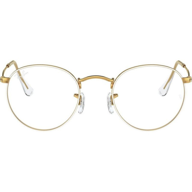 Round Metal RX3447V - White/Clear Lenses