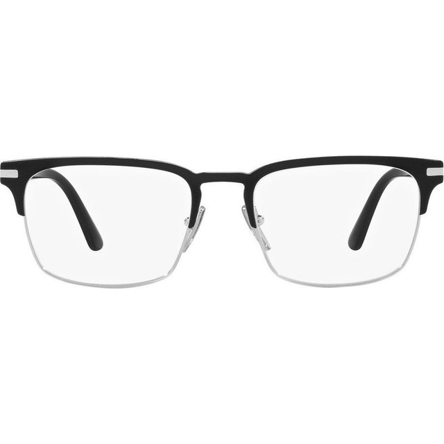 Prada Glasses PR58ZV - Black and Silver/Clear Lenses