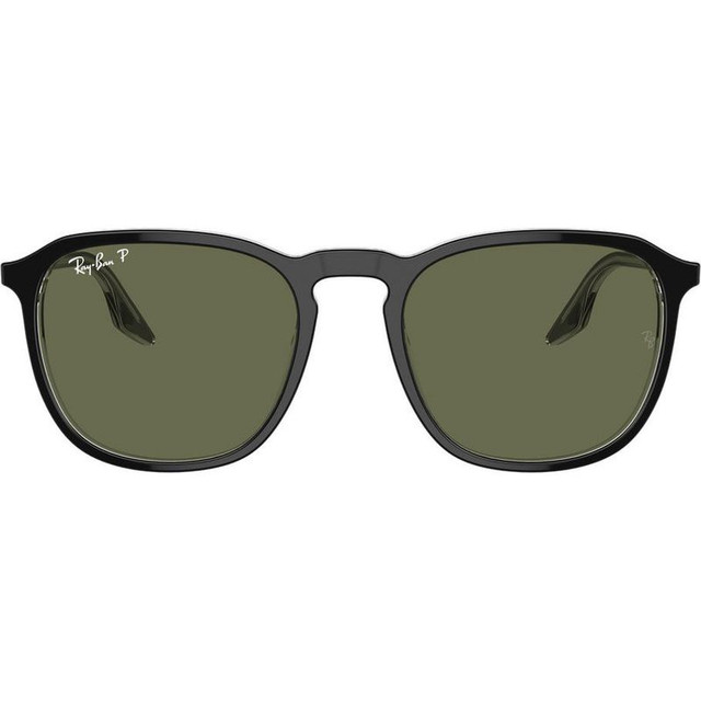 Ray-Ban RB2203 - Black on Transparent/Green Polarised Glass Lenses 55 Eye Size