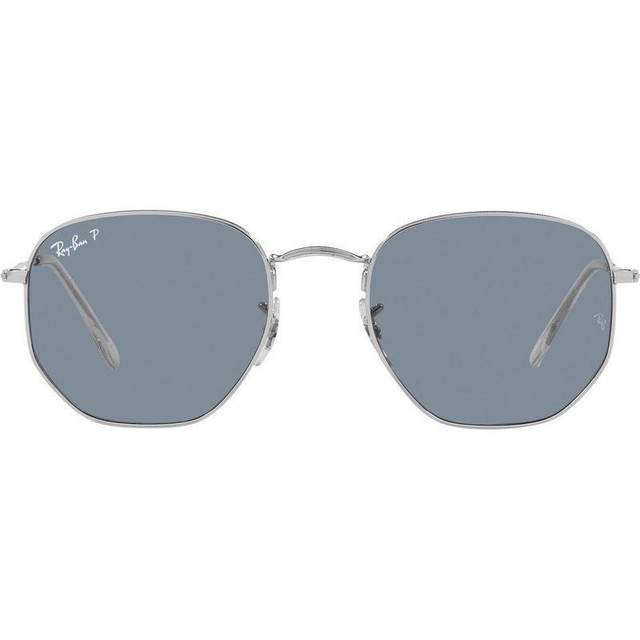 Ray-Ban Hexagonal Flat RB3548N - Silver/Blue Polarised Glass Lenses 51 Eye Size