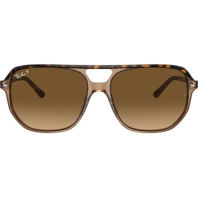 Bill One RB2205 - Havana on Transparent Brown/Brown Gradient Polarised Glass Lenses 57 Eye Size