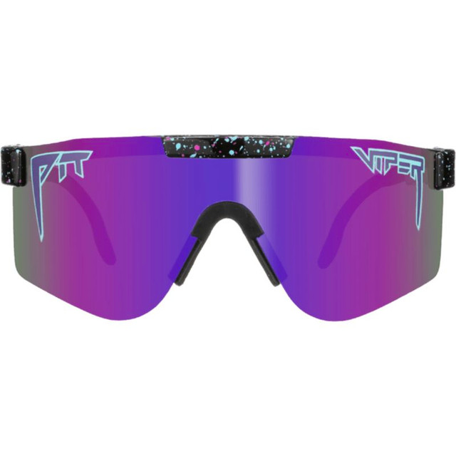 Pit Viper The Double Wides - Nightfall Black Pink Splatter/Purple Mirror Polarised Lenses