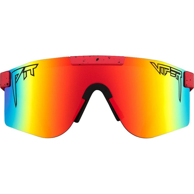 The Double Wides - Hotshot Red Splatter/Rainbow Mirror Polarised Lenses