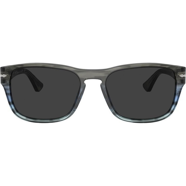 PO3341S - Striped Grey and Blue Gradient/Dark Grey Polarised Glass Lenses 55 Eye Size