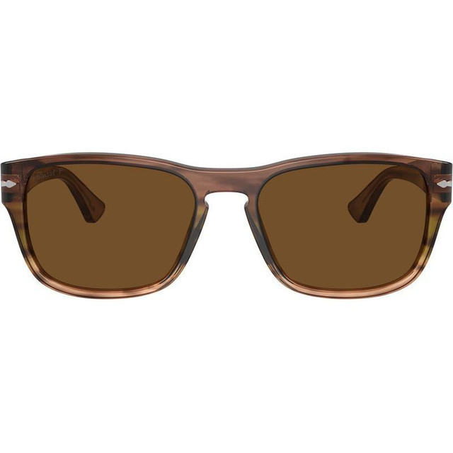 PO3341S - Striped Brown and Green Gradient/Brown Polarised Glass Lenses 55 Eye Size