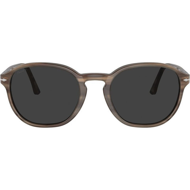 PO3343S - Striped Brown/Black Grey Polarised Glass Lenses 53 Eye Size