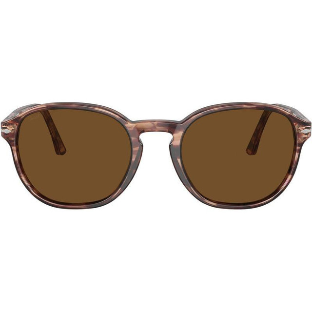 PO3343S - Striped Bordeaux/Brown Polarised Glass Lenses 53 Eye Size