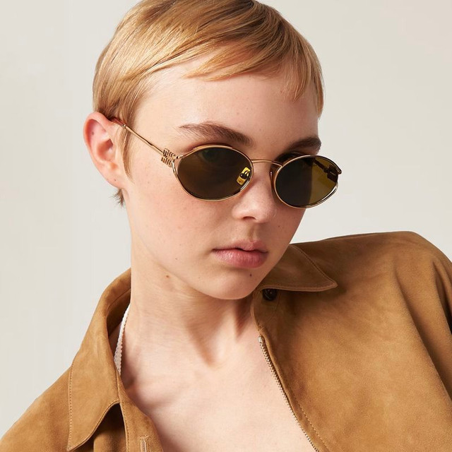 Miu Miu MU52YS - Brass Gold/Dark Brown Lenses