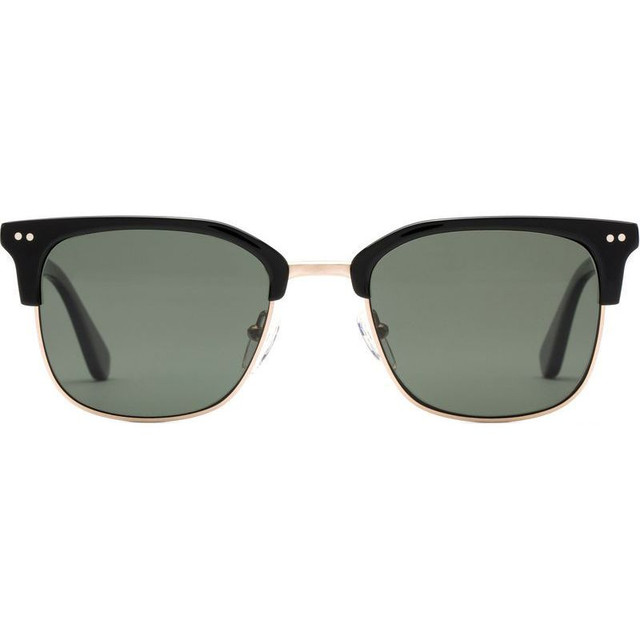 100 Club - Eco Black and Brushed Gold/Grey Glass Polarised Lenses