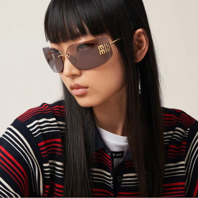 Miu Miu MU54YS - Gold/Light Purple Brown Lenses