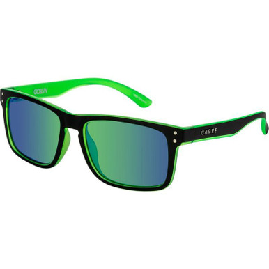 Carve Goblin, Matte Black/Green Mirror Polarised Lenses