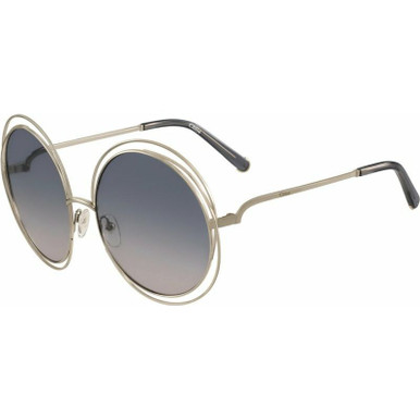 Chloe Carlina Round, Gold and Transparent Grey/Blue Gradient Lenses