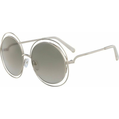 Chloe Carlina Round Petite - Gold and Opal Beige/Grey Gradient Lenses