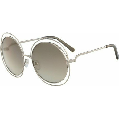 Chloe Carlina Round Petite - Gold and Transparent Mud/Grey Brown Lenses