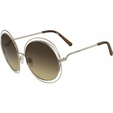 Chloe Carlina Round - Gold and Transparent Brown/Brown Gradient Lenses
