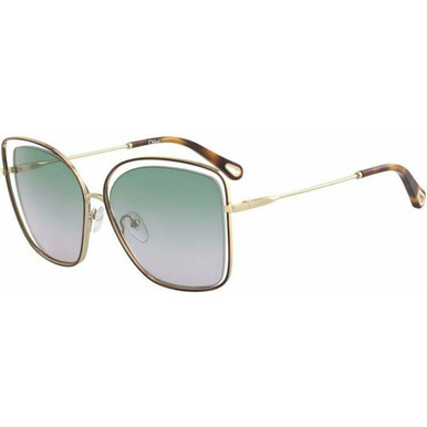 Chloe Poppy Butterfly - Gold and Havana/Green Rose Gradient Lenses