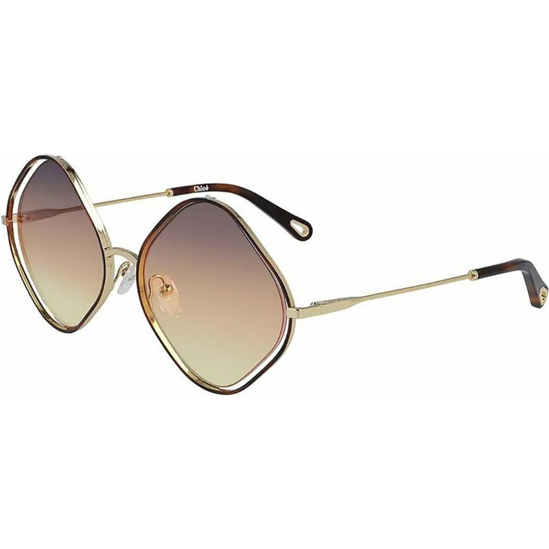 Chloe Poppy Diamond Gold and Havana/Grey Orange Gradient Sunglasses