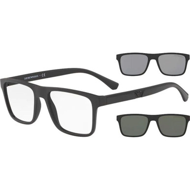 Emporio Armani EA4115 - Matte Black/Clear plus Dark Grey and Light Grey Lenses