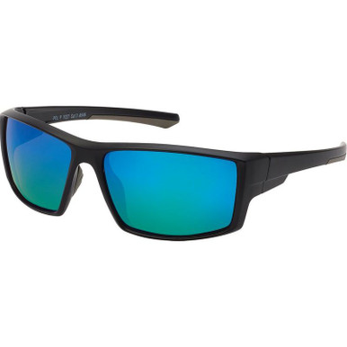 JS Eyewear 7027, Matte Black/Blue Mirror Lenses