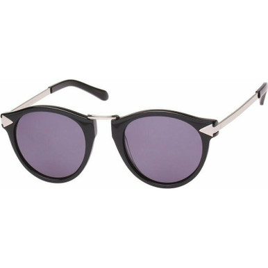 Karen Walker Helter Skelter - Black and Silver/Smoke Lenses