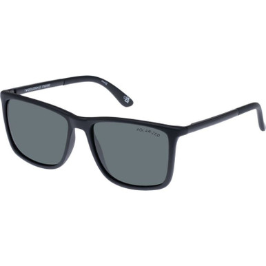 Le Specs Tweedledum, Matte Black/Khaki Polarised Lenses