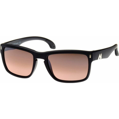 GT - Matte Black/Glass Rose Graduated Silver Polarised Lenses