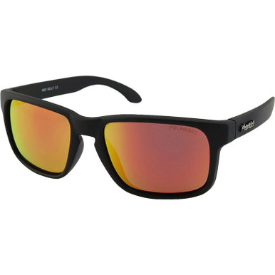 Ned Kelly - Matte Black/Red Mirror Polarised Lenses