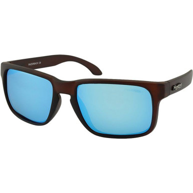 Matte Brown/Blue White Mirror Polarised Lenses