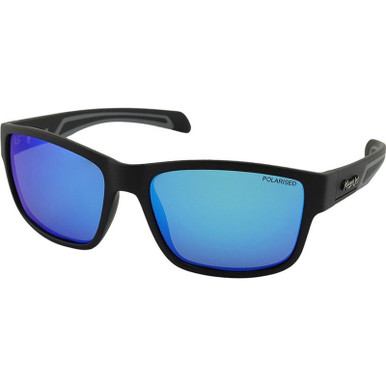 Kuta - Matte Black/Blue White Mirror Polarised Lenses