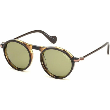 Moncler ML0103, Dark Brown/Green Lenses