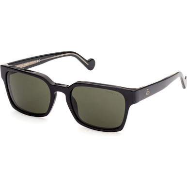 Moncler ML0143, Black and Crystal/Green Lenses